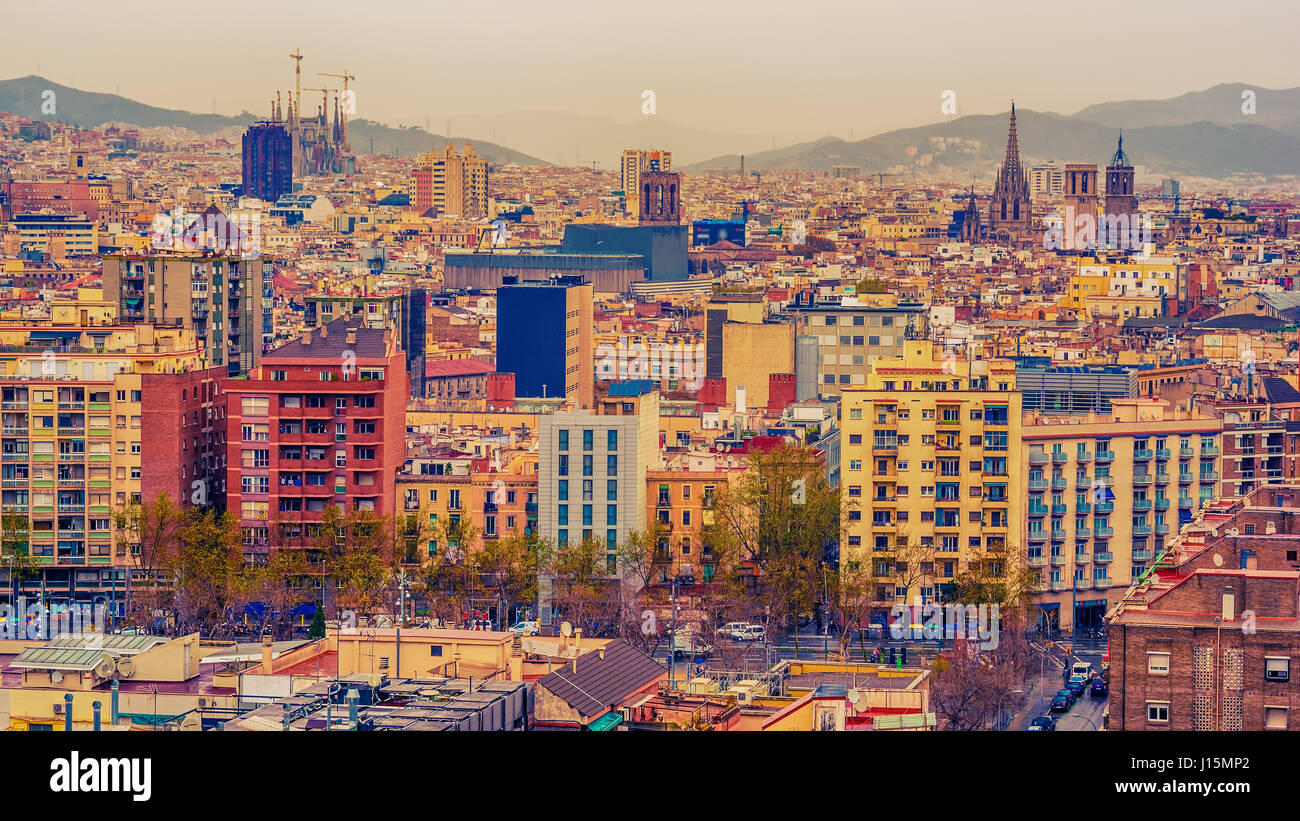 Antenna vista superiore di Barcellona, in Catalogna, Spagna Foto Stock