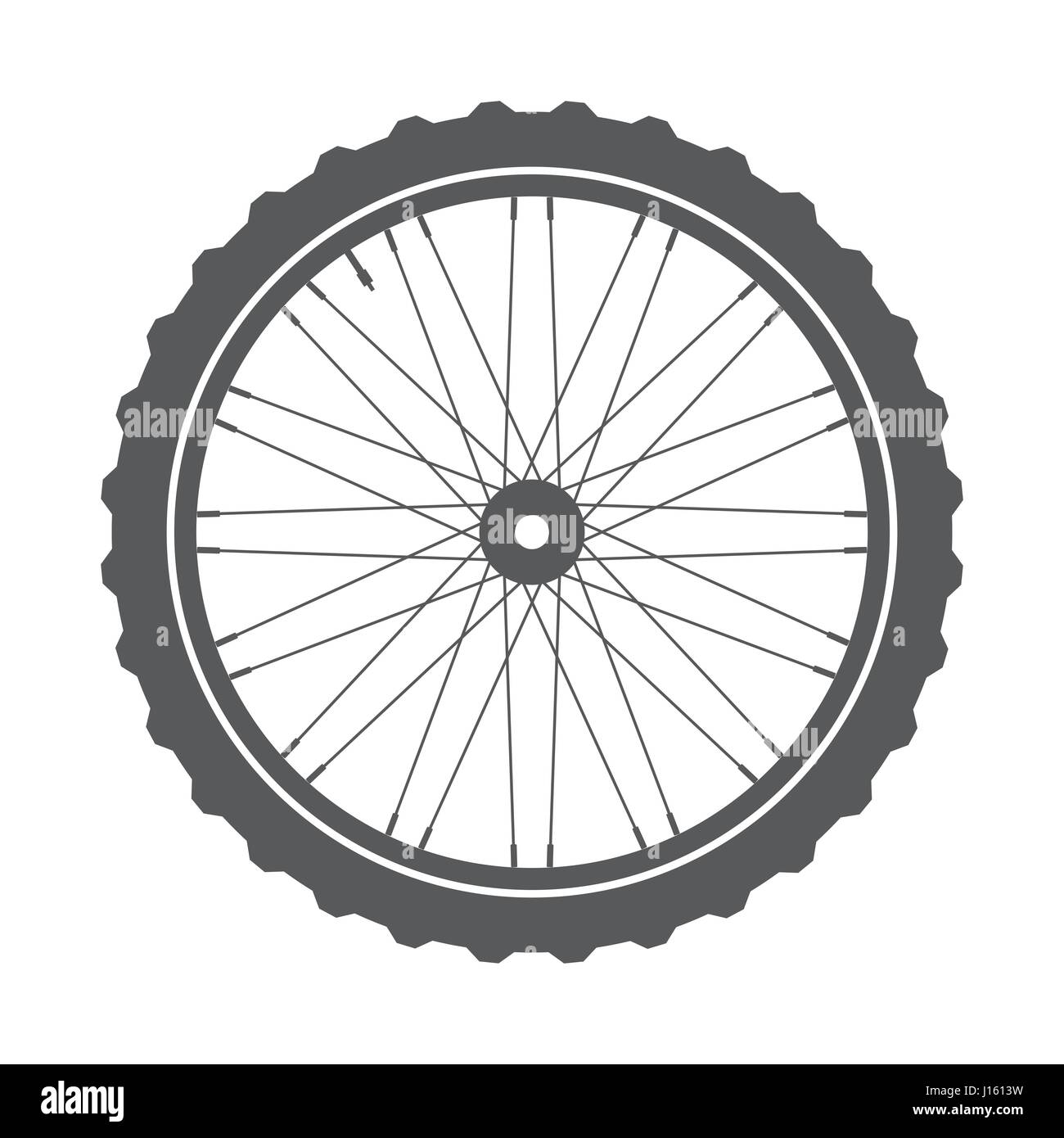 La ruota di bicicletta simbolo,vettore. Bike Gomma. Pneumatico di montagna. Valvola. Ciclo fitness.MTB. Mountainbike. Illustrazione Vettoriale