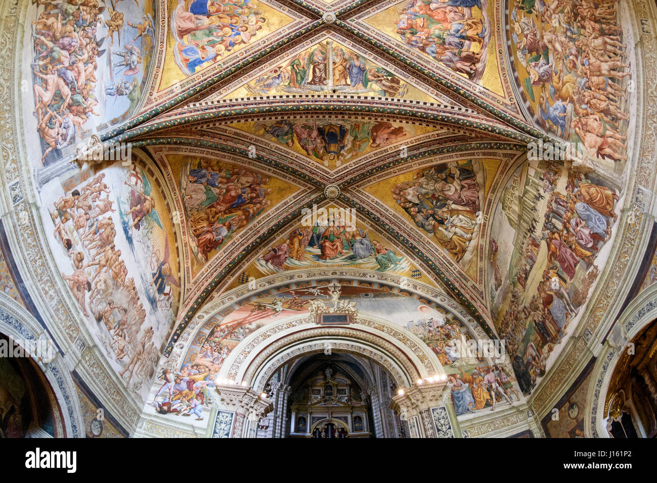 Orvieto. Umbria. Affreschi del XV secolo nella Cappella di San Brizio (La cappella di San Brizio, o Cappella Nova), il Duomo di Orvieto. Nel 1447 fra Foto Stock