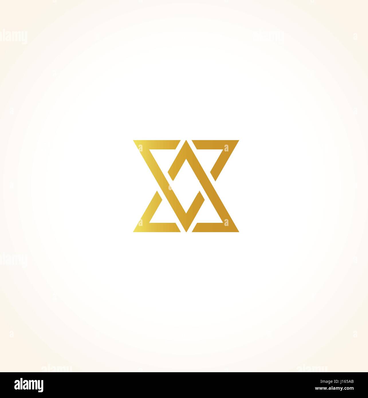 Abstract isolato di colore dorato triangoli contour logo su sfondo nero, geometrica triangolare logotipo, oro arredamento di lusso di illustrazione vettoriale Illustrazione Vettoriale