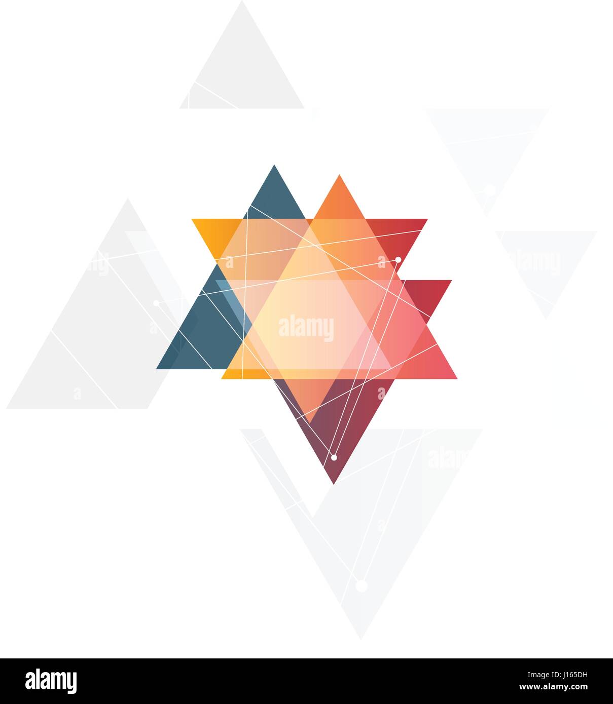 Abstract isolato rosa e arancio triangolo di colore logo su sfondo nero, geometrica triangolare logotipo di overlay trasparente illustrazione vettoriale Illustrazione Vettoriale