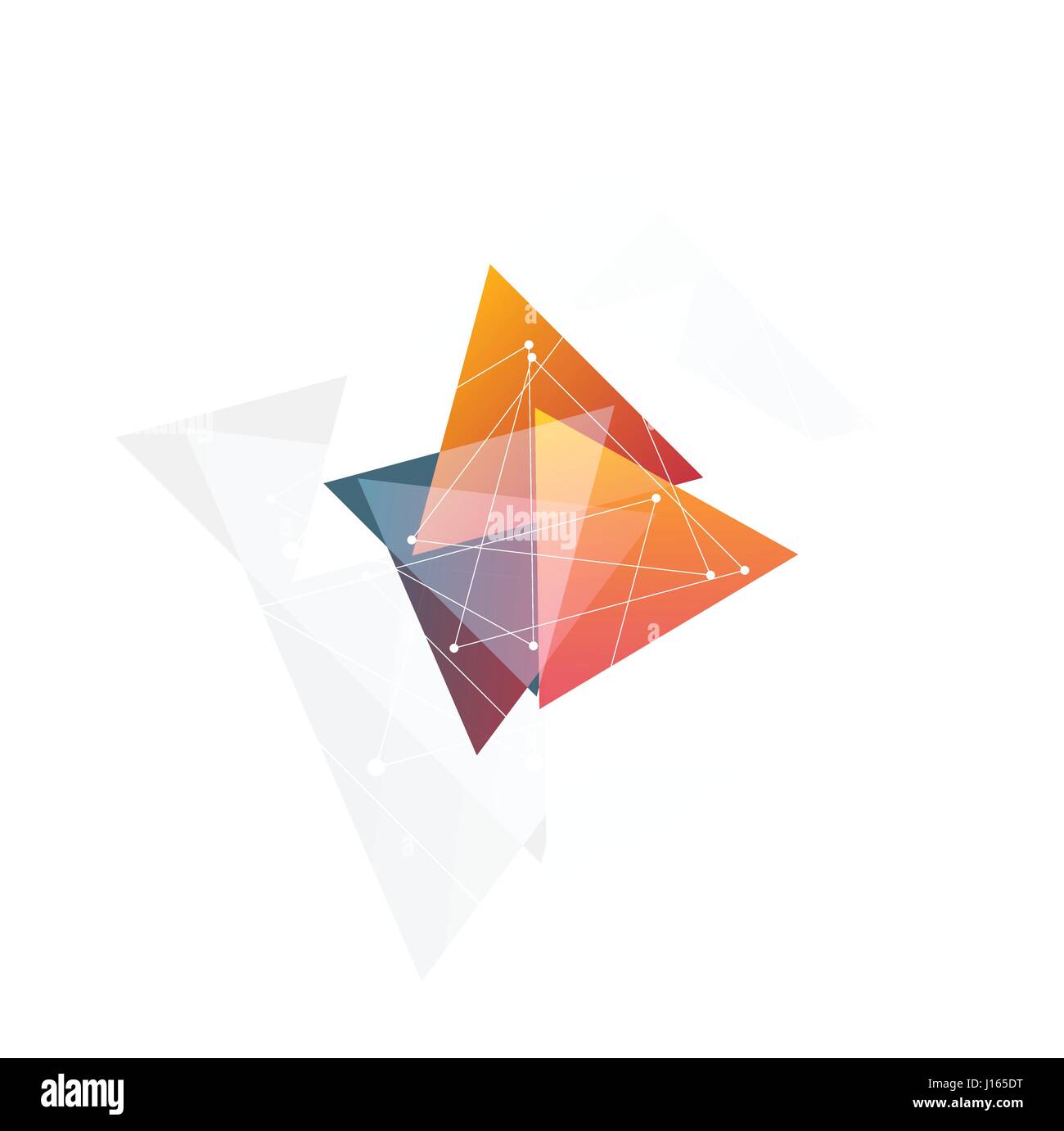 Abstract isolato rosa e arancio triangolo di colore logo su sfondo nero, geometrica triangolare logotipo di overlay trasparente illustrazione vettoriale Illustrazione Vettoriale