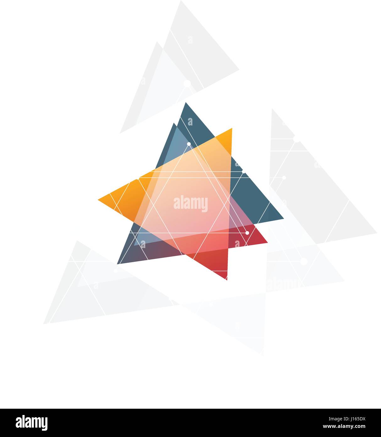 Abstract isolato rosa e arancio triangolo di colore logo su sfondo nero, geometrica triangolare logotipo di overlay trasparente illustrazione vettoriale Illustrazione Vettoriale