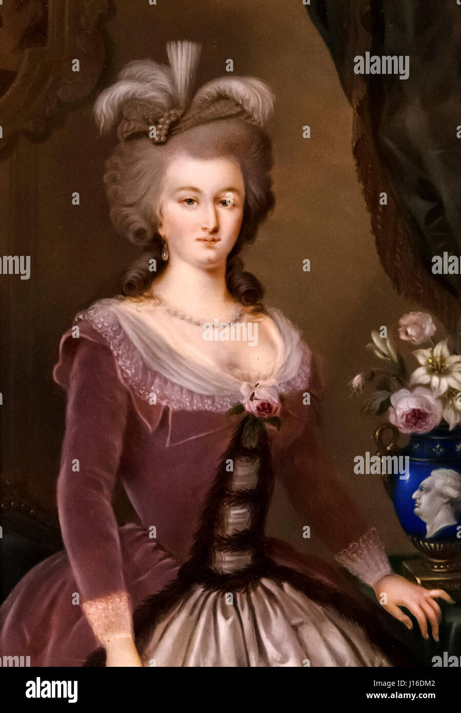 Maria Antonietta. Ritratto di Maria Antonietta (1755-1793), regina di Francia e moglie di Re Luigi XVI, da Luigi Cournerie, miniaturizzato acquerello su avorio, c.1840-70 Foto Stock