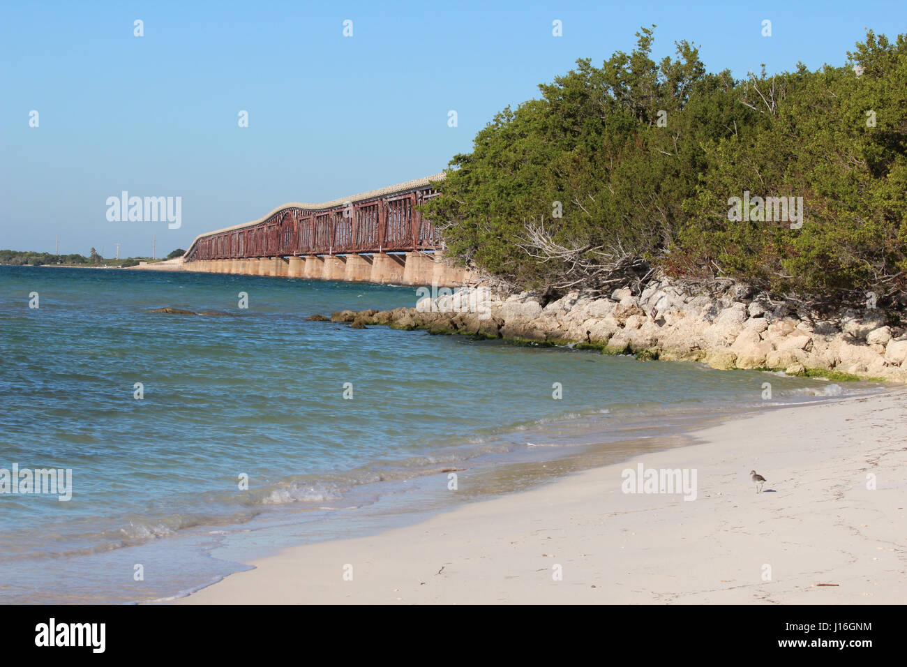 Splendida vista del centro storico di Bahia Honda ponte ferroviario, Florida Keys Foto Stock