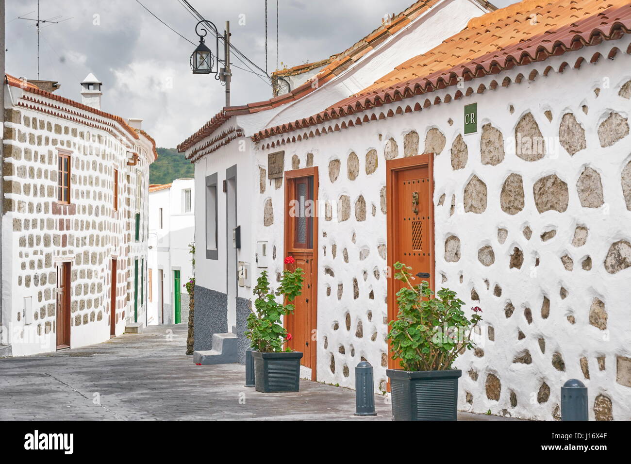 Tejeda - case tradizionali con pareti bianche, Gran Canaria, Spagna Foto Stock