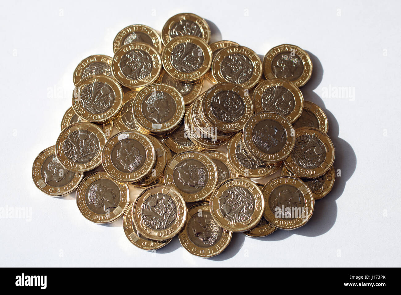 Nuove monete di libbra Foto Stock