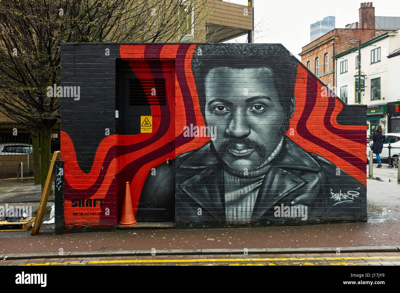 Albero murale di Tib Street, Manchester firmato Pawski Foto Stock