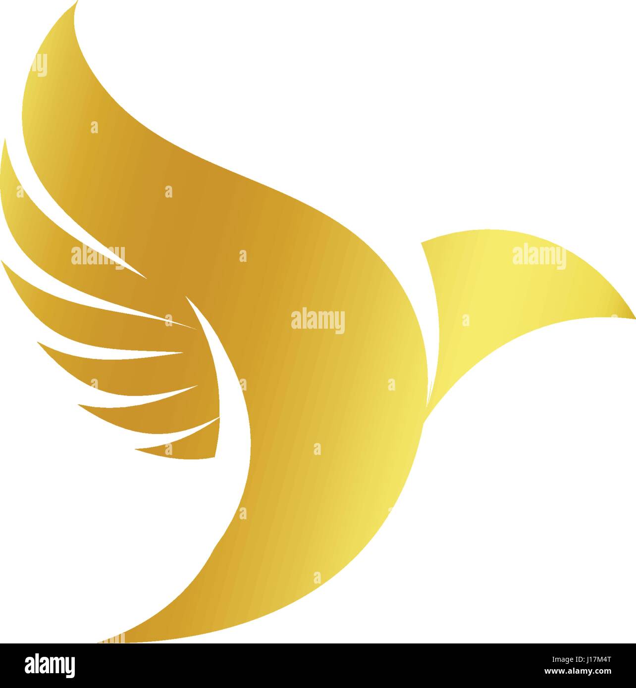 Abstract isolato colore oro di sagome di uccelli logo su sfondo bianco, le ali di piume e logotipo elementi imposta illustrazione vettoriale Illustrazione Vettoriale