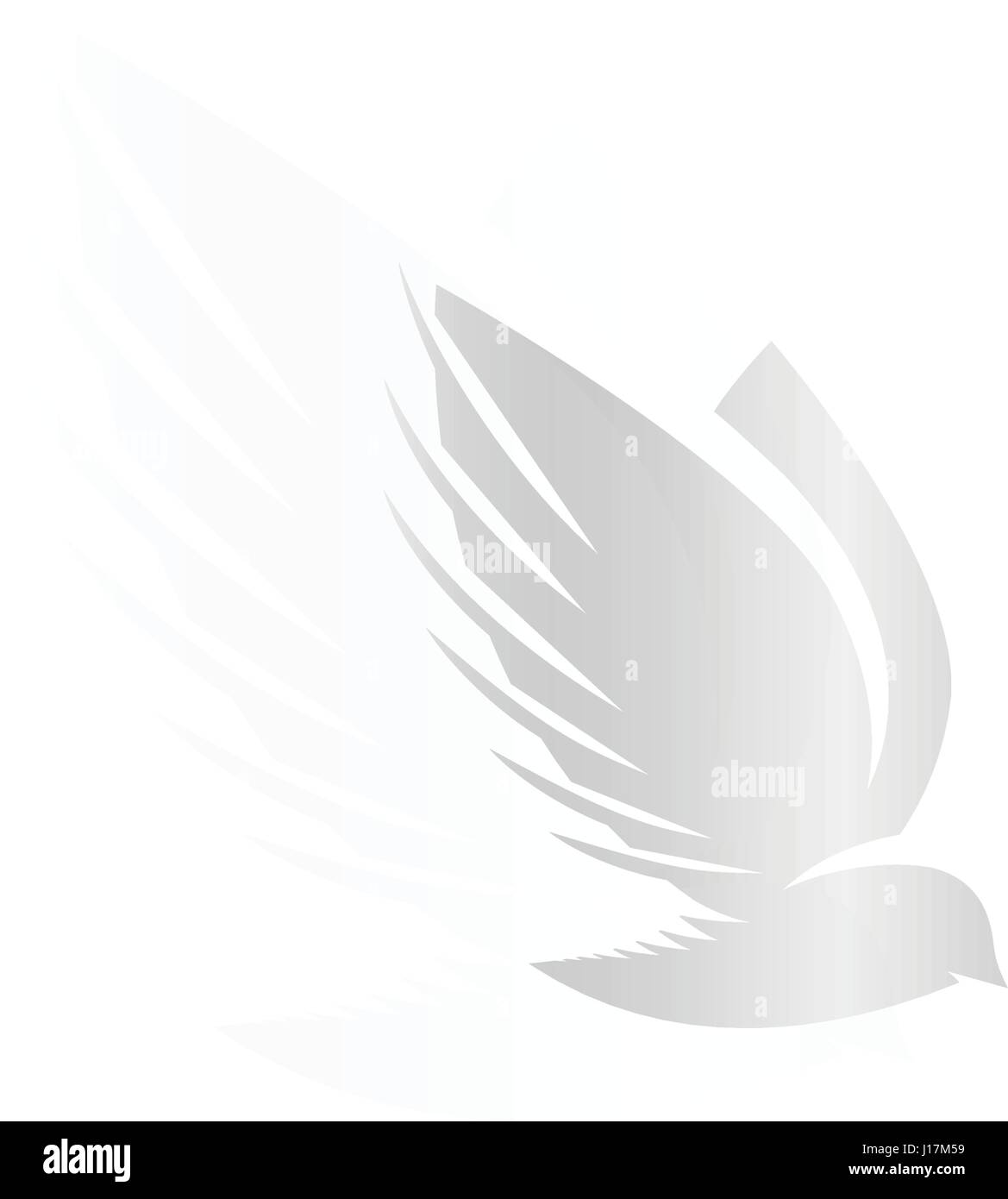 Abstract isolato color argento uccelli sagome logo su sfondo bianco, le ali di piume e logotipo elementi imposta illustrazione vettoriale Illustrazione Vettoriale