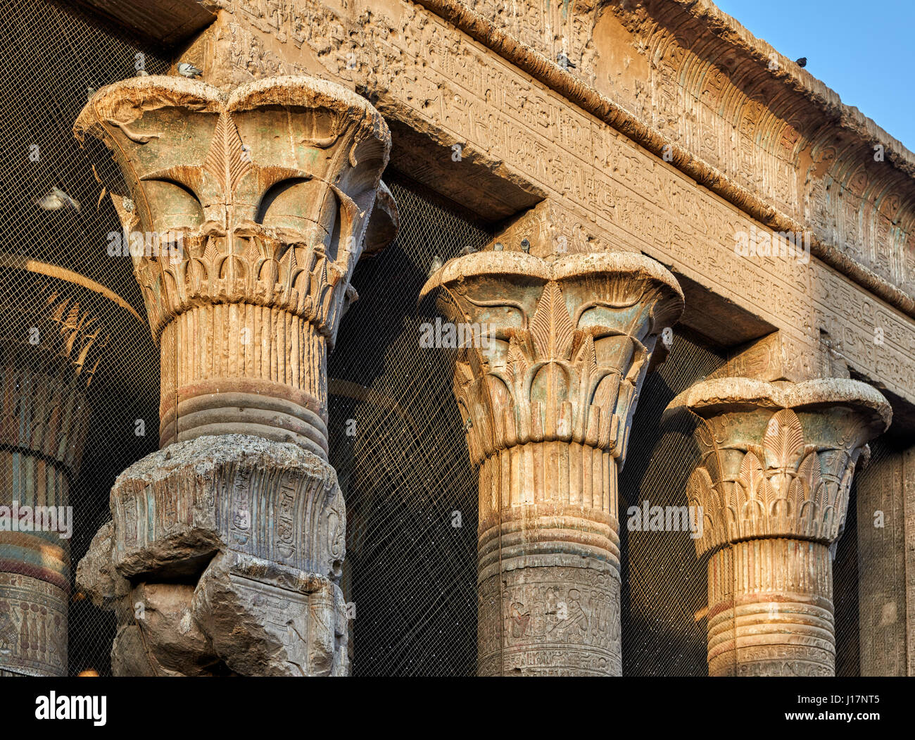 Gigantesche colonne nel tempio di Khnum a Esna, Egitto, Africa Foto Stock