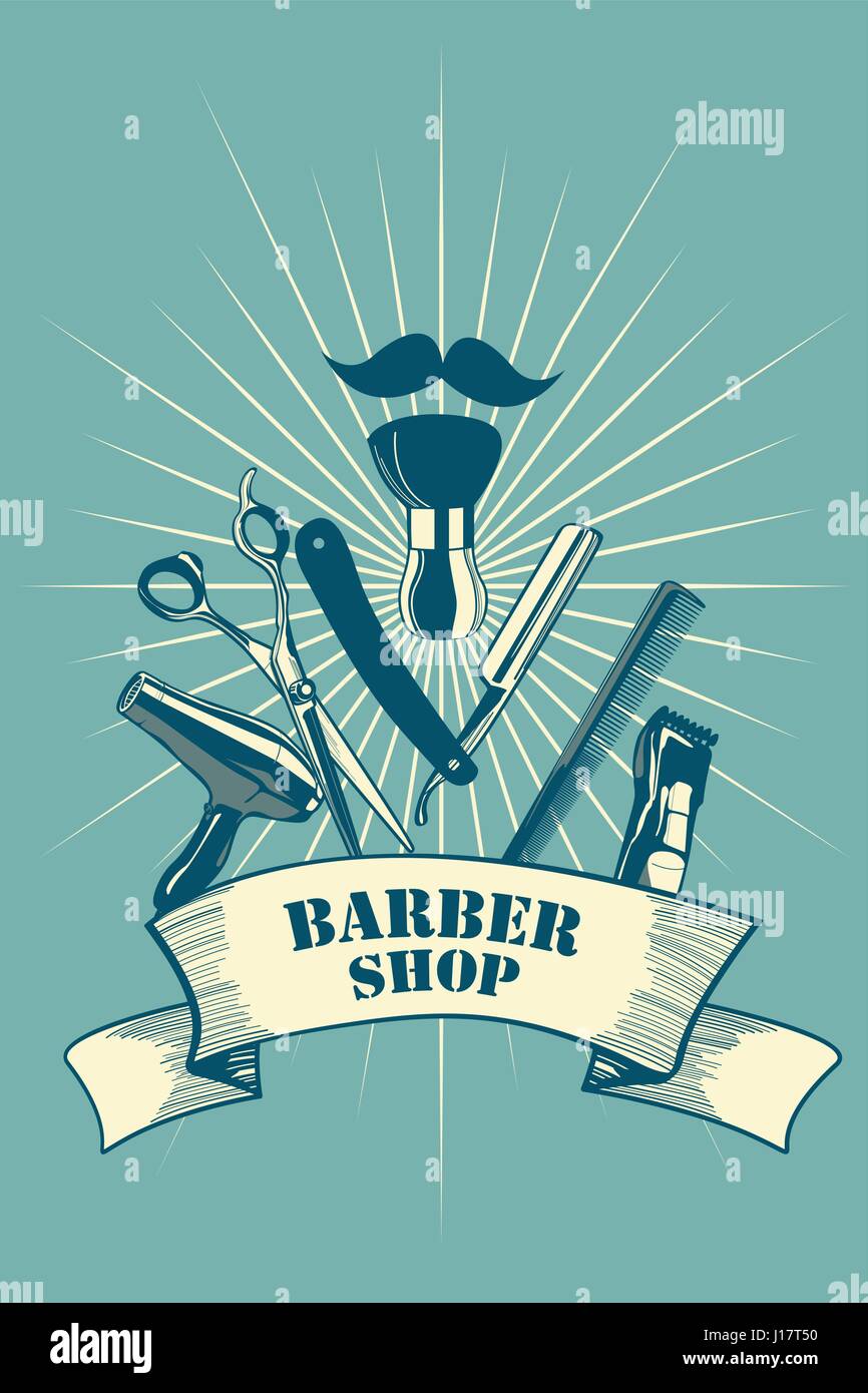 Un vettore Barber shop design poster Illustrazione Vettoriale