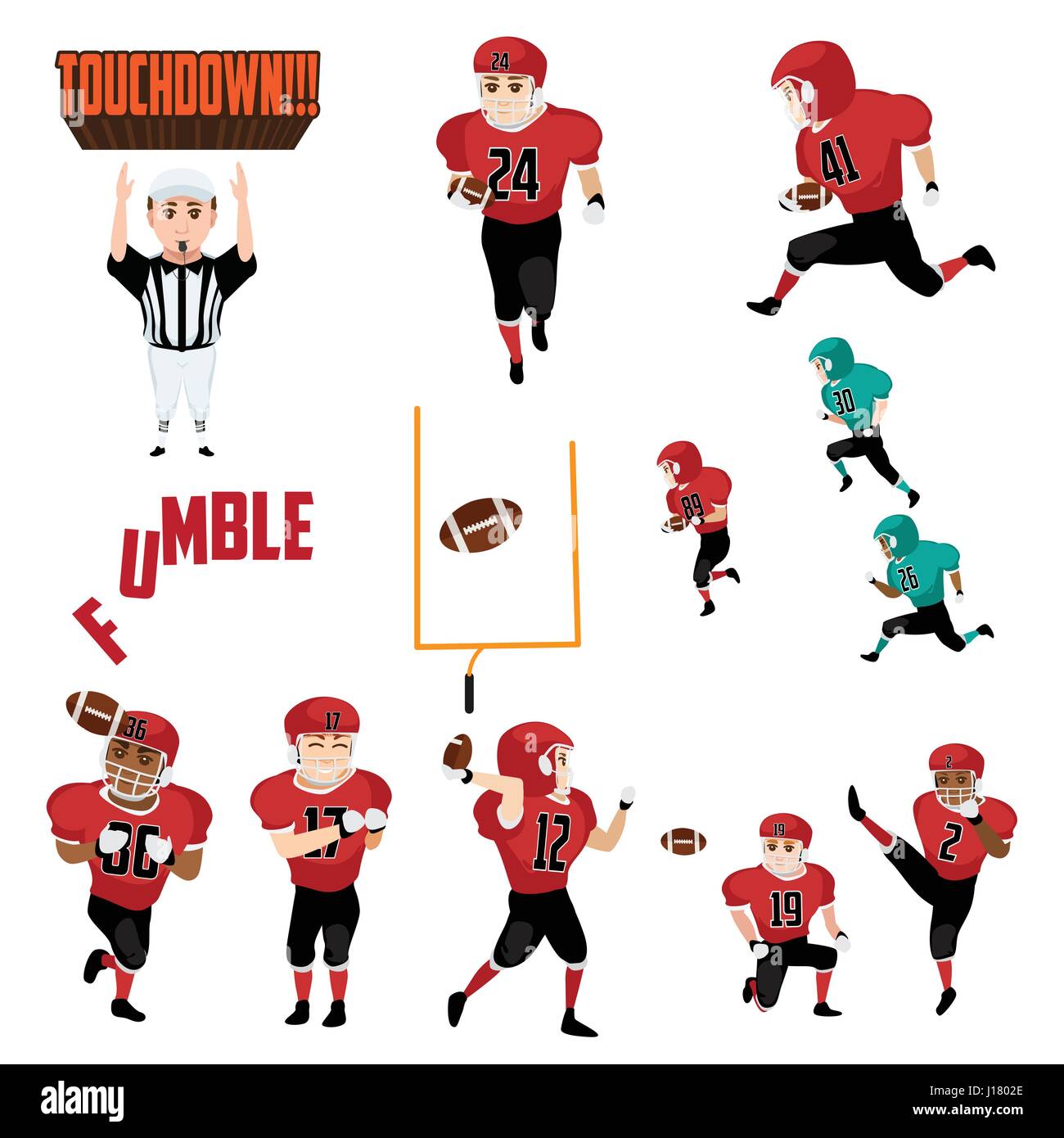 Una illustrazione vettoriale di Football Americano icone Cliparts gli elementi di design Illustrazione Vettoriale