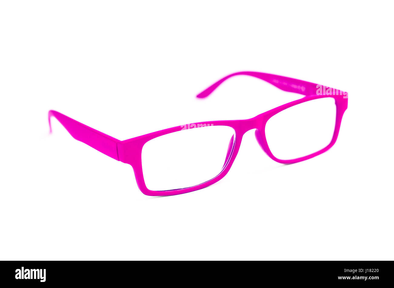 Occhio rosa bicchieri isolato su bianco con profondità di campo e soft focus Foto Stock