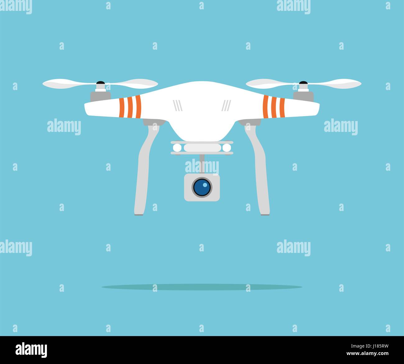 Icona del Drone volare nel cielo blu Illustrazione Vettoriale