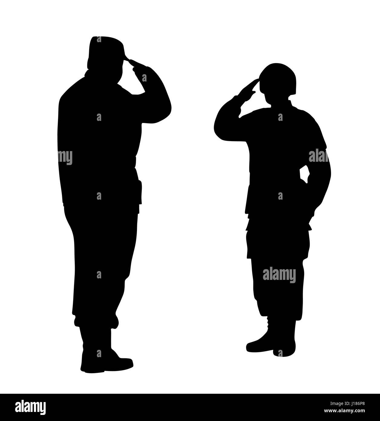 Il comandante e soldato Salutate ciascun altro Foto Stock