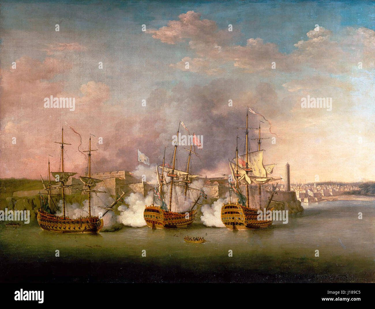 Il bombardamento del Morro Castle, Avana, 1 Luglio 1762 da Richard Paton Foto Stock