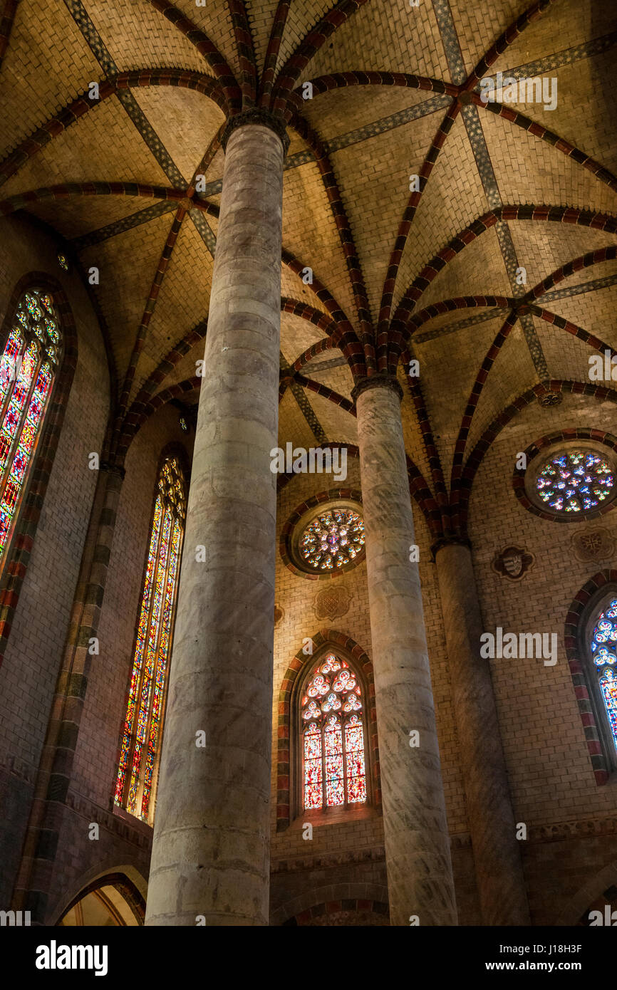 Interno della Chiesa dei Giacobini a Tolosa, Francia. A sud di architettura gotica. Foto Stock