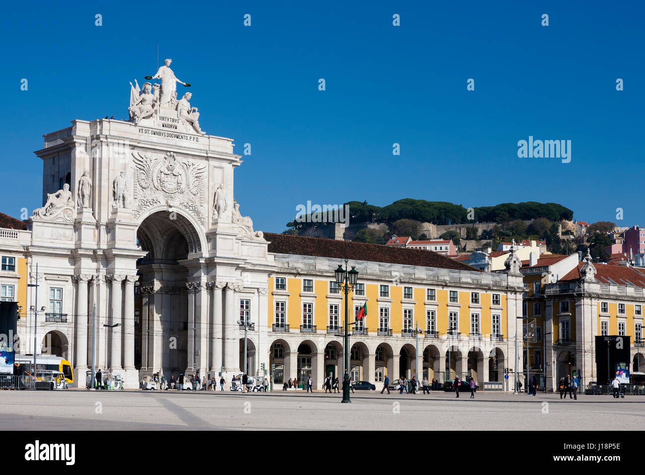 Arco da Rua Augusta, Praça do Comércio, Baixa, Lisbona, Portogallo Foto Stock