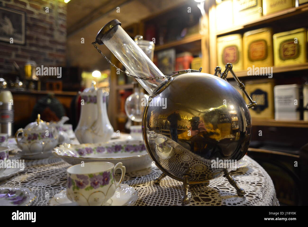 La tostatura del caffè museum Foto Stock