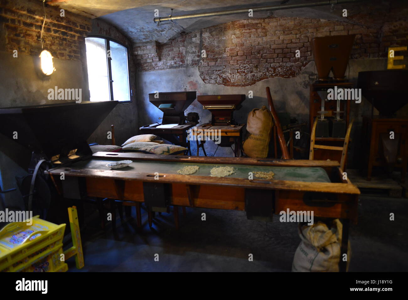 La tostatura del caffè museum Foto Stock