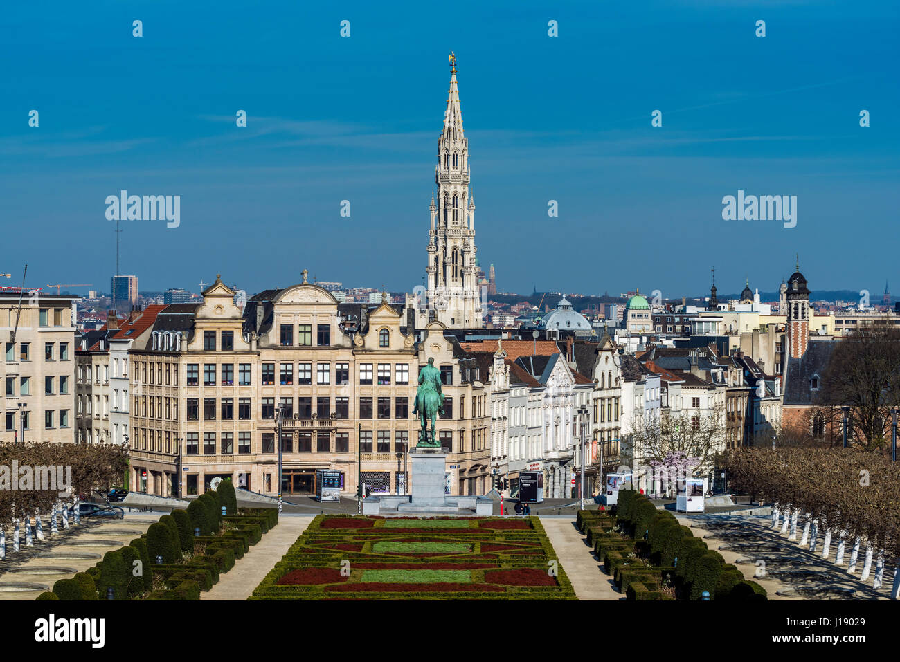 Centro citta' skyline da Mont Des Arts, Bruxelles, Belgio Foto Stock