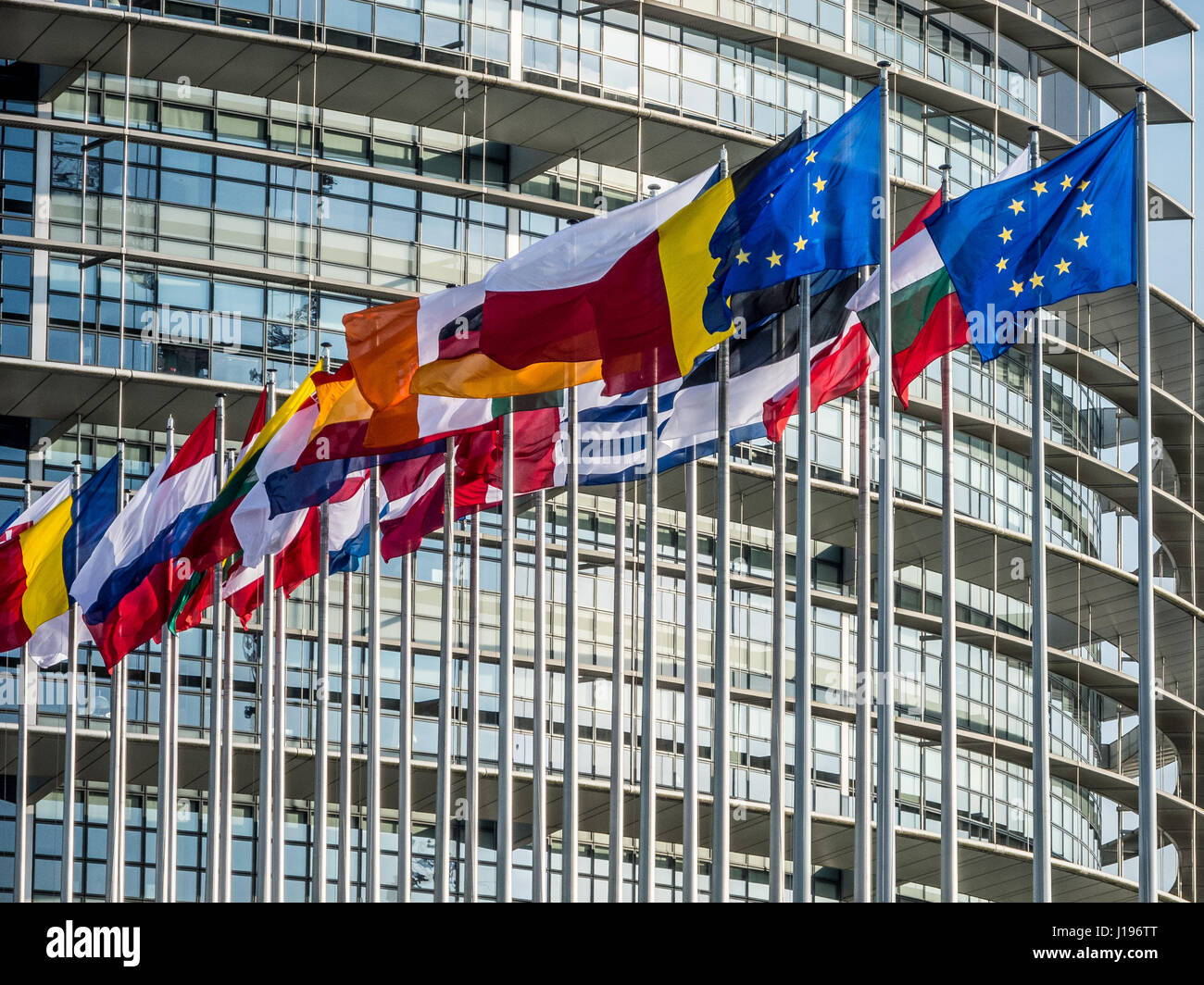Edificio del Parlamento europeo a Strasburgo Alsace Francia Foto Stock