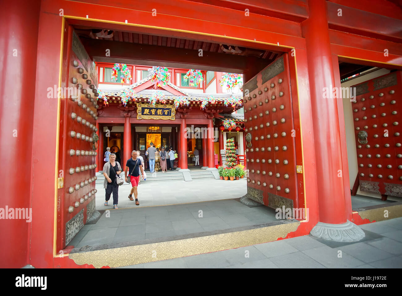 SINGAPORE, Jan 20 2017: Il cinese tempio Buddista del Dente del Buddha reliquia tempio situato nel quartiere Chinatown di Singapore. Foto Stock