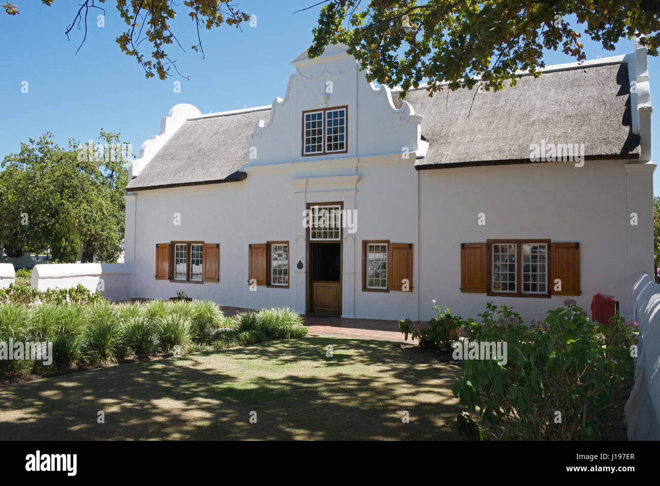 Museo Burgerhuis verde villaggio esempio fine XIX secolo Cape Dutch Architecture Stellenbosch Western Cape Sud Africa Foto Stock