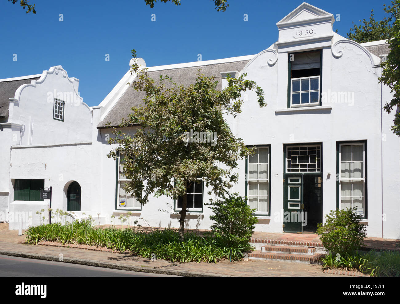 Esempio classico del XIX secolo Cape Dutch Architecture Dorp Street Stellenbosch Western Cape Sud Africa Foto Stock