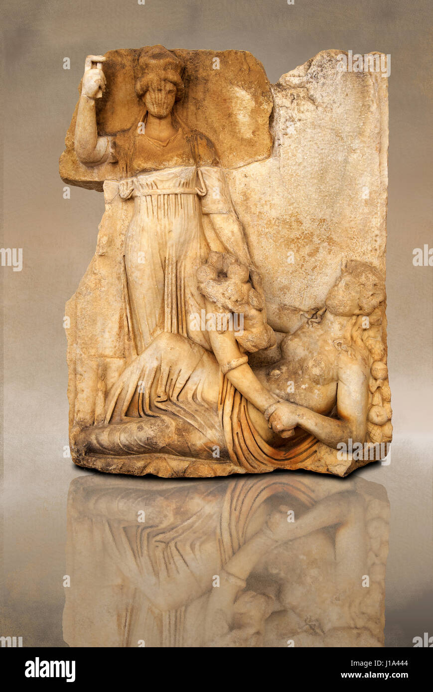 Tempio romano scultura limitatrice di Roma, Aphrodisias museo, Aphrodisias, Turchia Foto Stock