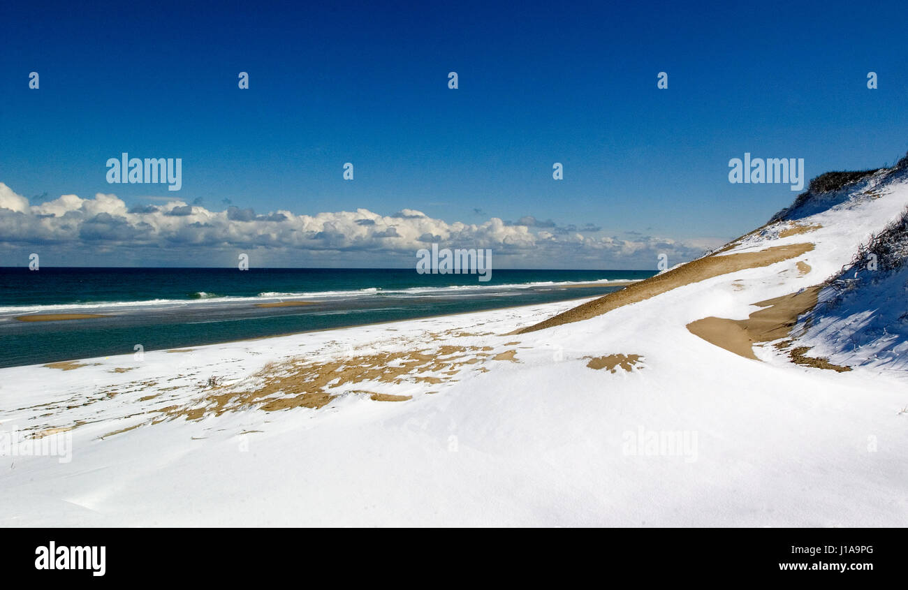 Dove la sabbia incontra il mare - Truro, Massachusetts il Cape Cod National Seashore (USA) Foto Stock