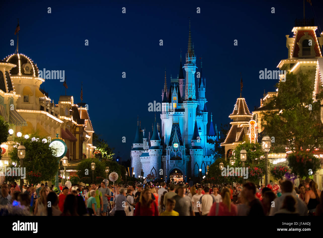 Walt Disney World Parade di notte e fuochi d'artificio Orlando Florida USA Foto Stock