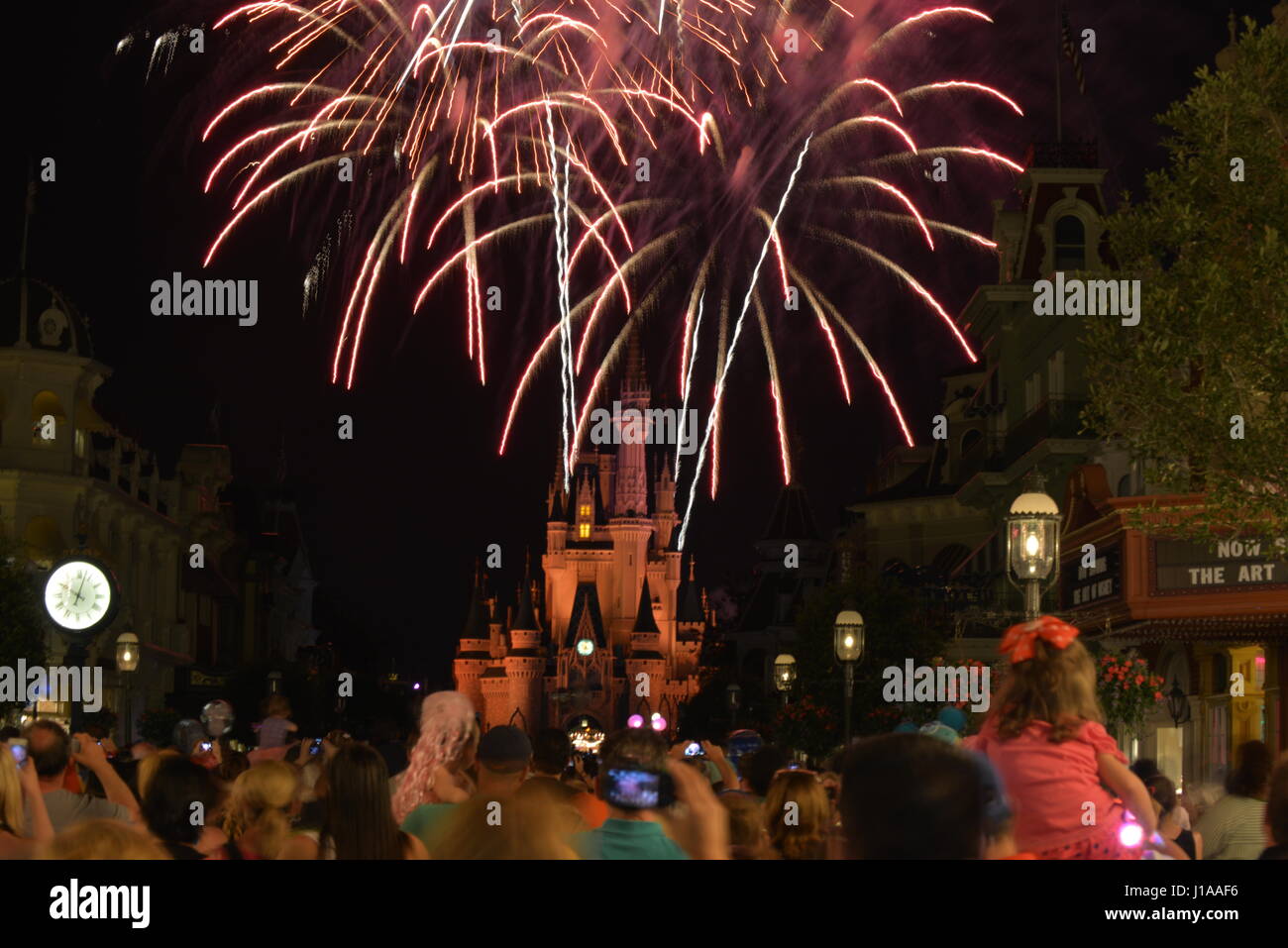 Walt Disney World Parade di notte e fuochi d'artificio Orlando Florida USA Foto Stock