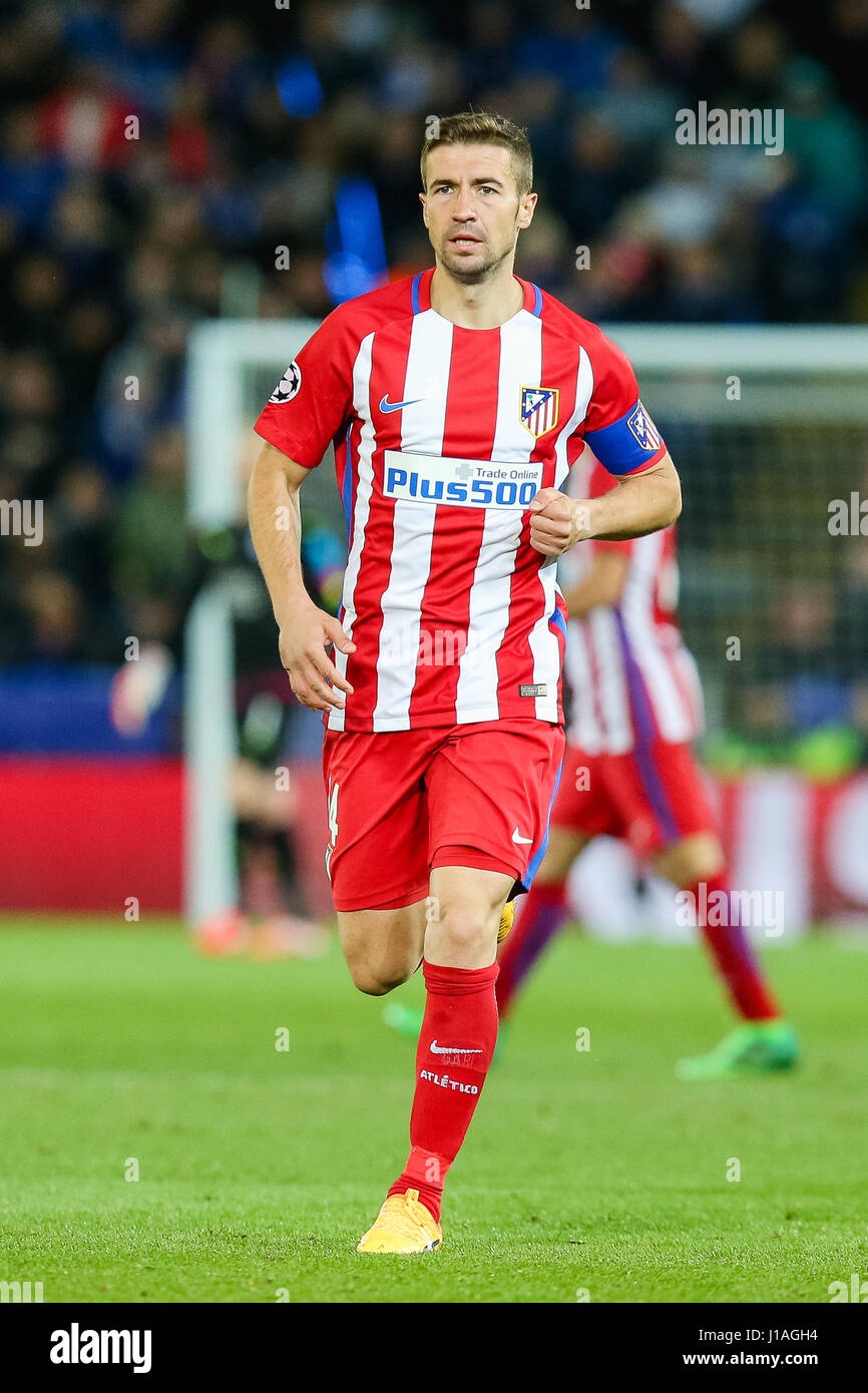 Leicester, Regno Unito. Xviii Apr, 2017. Gabi (Atletico) Calcio/Calcetto : Gabi di Atletico Madrid durante la UEFA Champions League quarti di finale di partita tra Leicester City e Atletico Madrid al King Power Stadium di Leicester, in Inghilterra . Credito: AFLO/Alamy Live News Foto Stock