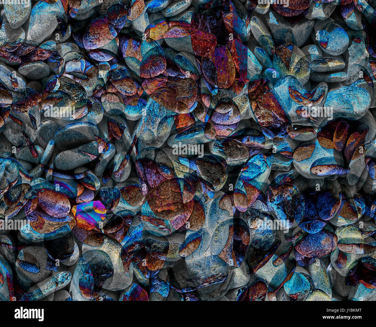 Arte digitale: lapidato sulla spiaggia Foto Stock