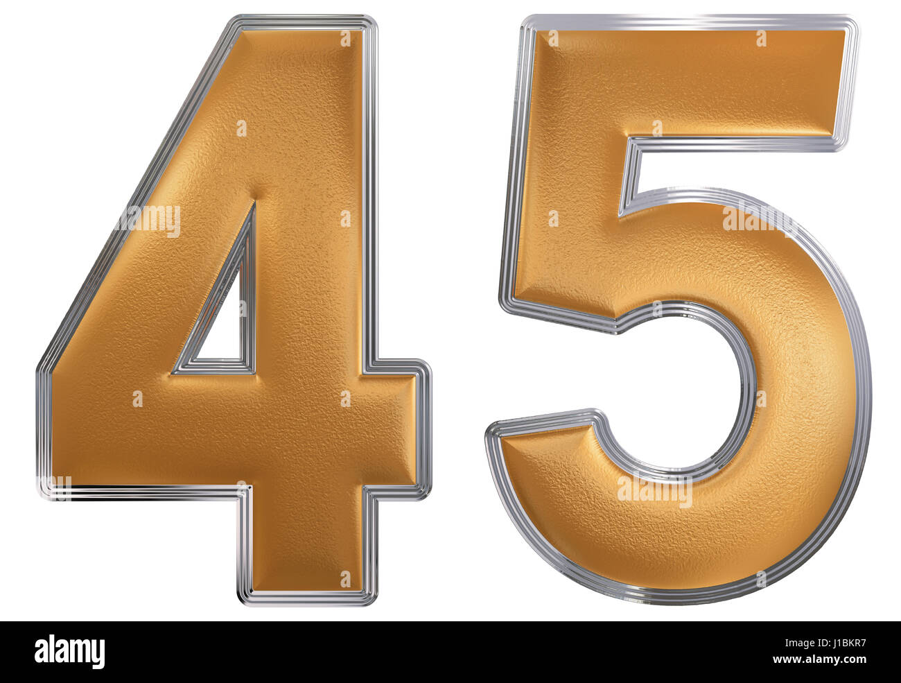 Il numero di riferimento 45, quarantacinque, isolato su sfondo bianco, 3D render Foto Stock