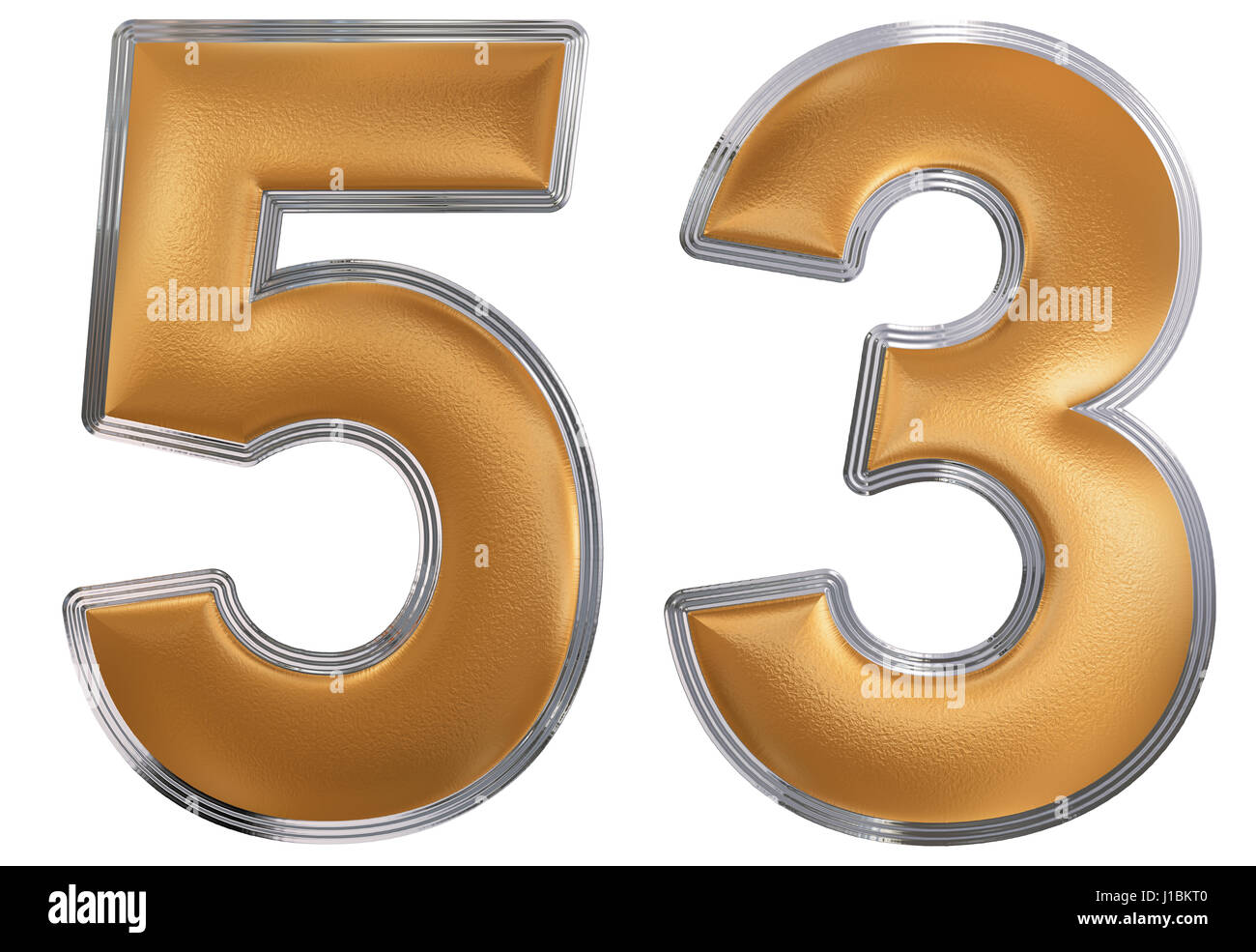 Il numero di riferimento 53, cinquanta tre, isolato su sfondo bianco, 3D render Foto Stock