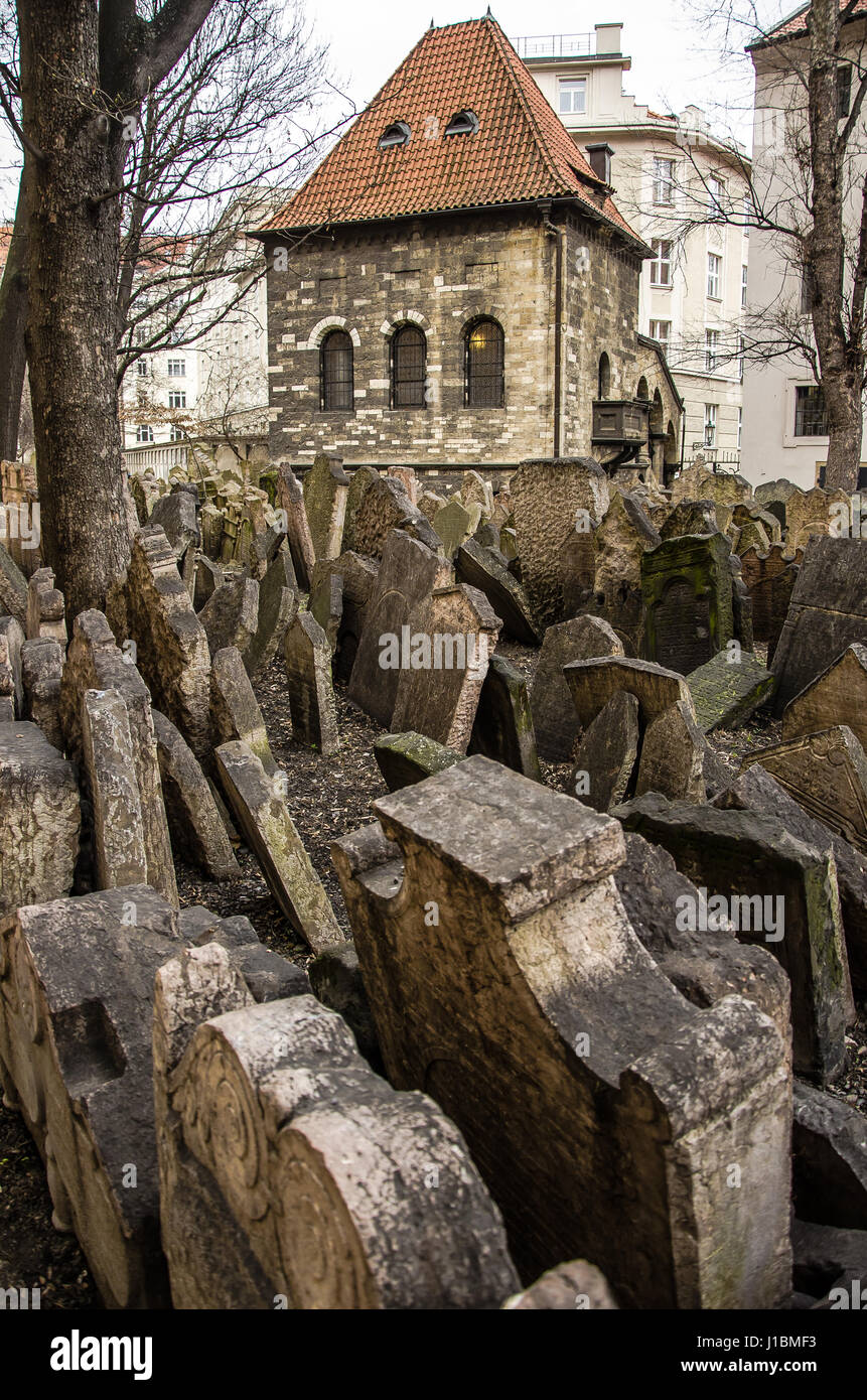 Il quartiere ebraico con i suoi notevoli edifici storici costituisce il meglio conservato di complessi storici monumenti ebraici in tutta l'Europa. Foto Stock