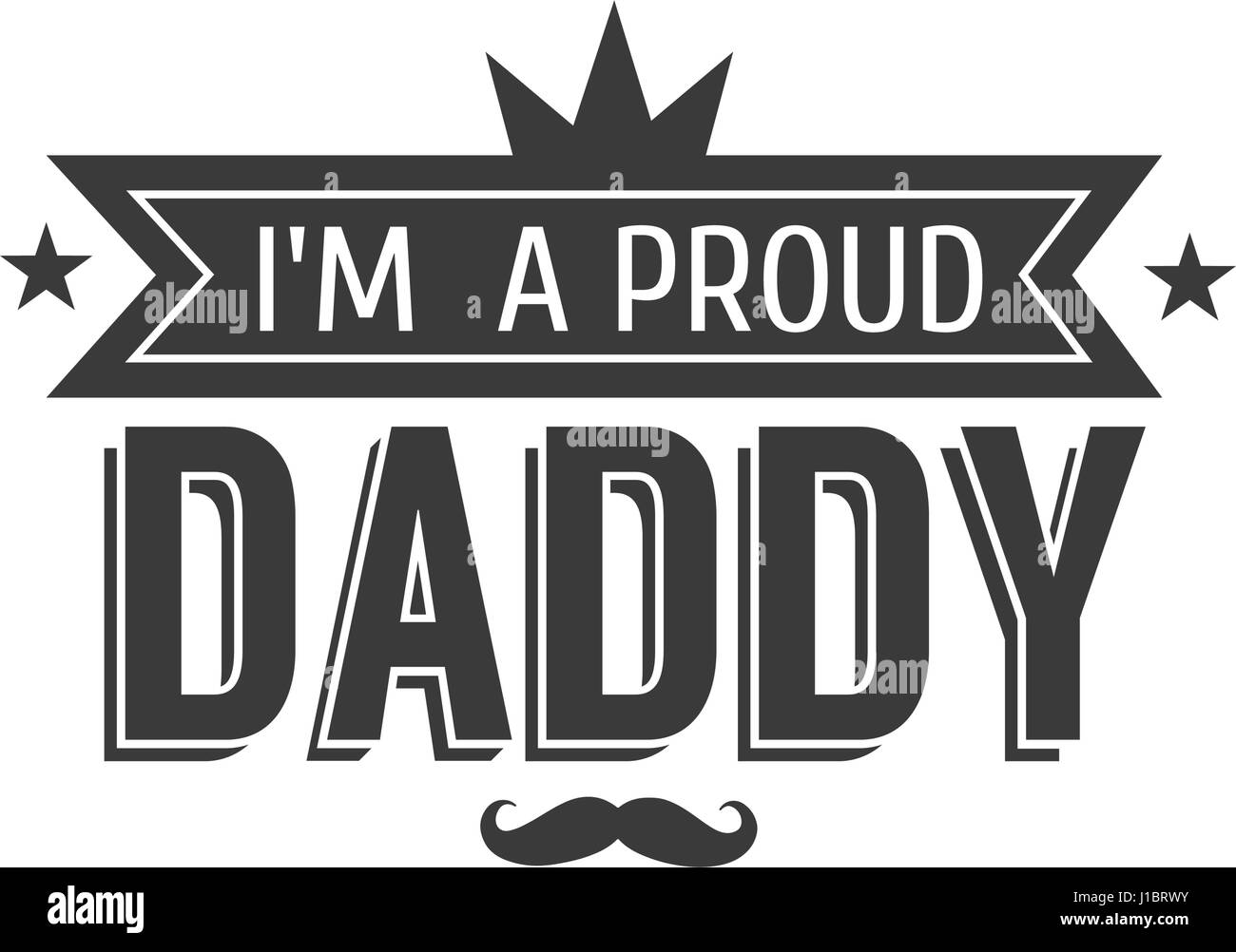 Isolate i padri felice giorno preventivi su uno sfondo bianco. I m. un orgoglioso papà. Congratulazioni etichetta, vettore di badge. Illustrazione Vettoriale