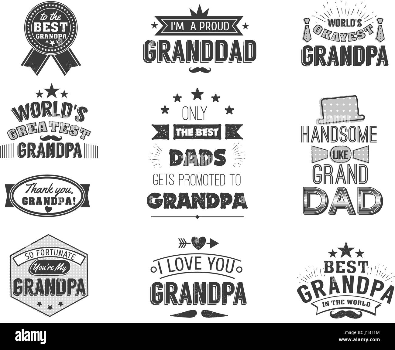 Isolato Nonni Preventivi Su Uno Sfondo Bianco Il Nonno Congratulazioni Etichetta Badge Vettore Collezione Baffi Granddads Cappello Stelle Elementi Per Il Tuo Design Immagine E Vettoriale Alamy