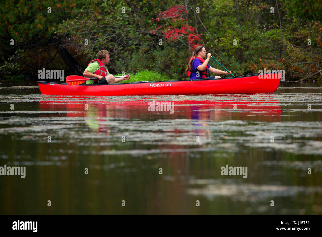 Canoa il fiume Brule, Brule River State Forest, Wisconsin Foto Stock