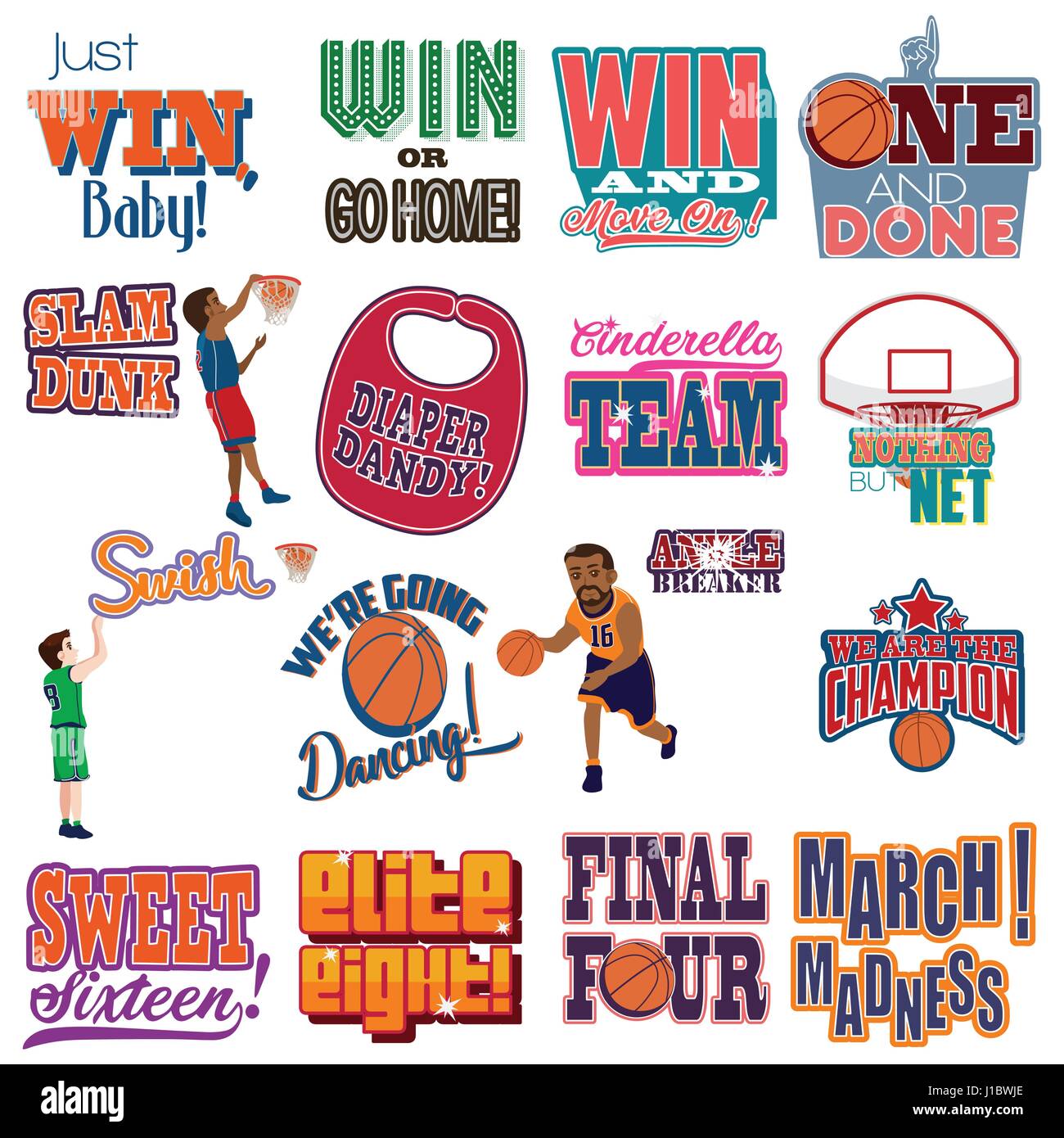 Una illustrazione vettoriale di college basketball Tournament icone Cliparts Illustrazione Vettoriale