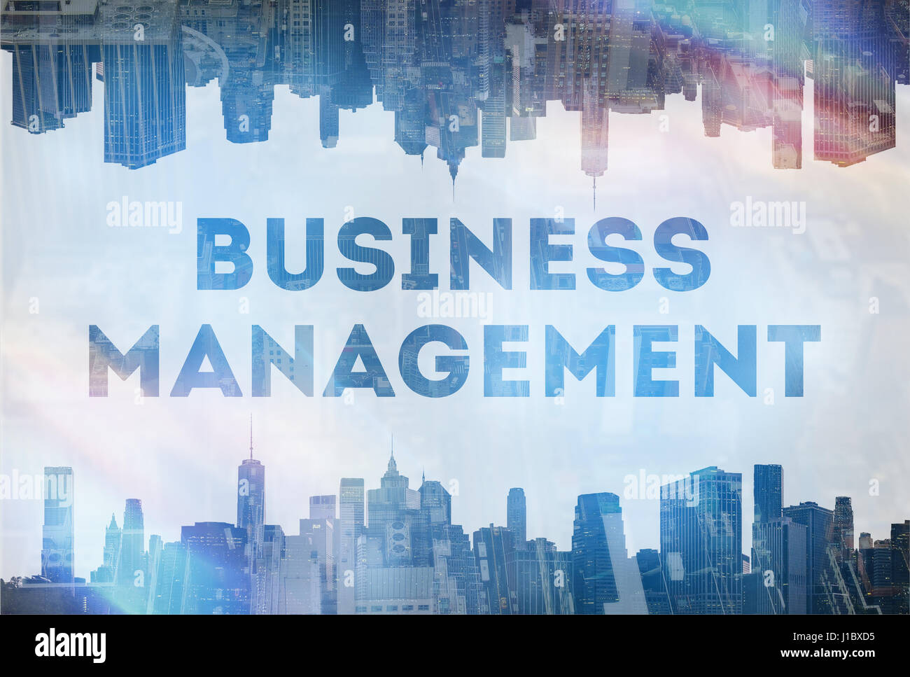 Business management concetto di immagini con grande titolo e icone Foto Stock