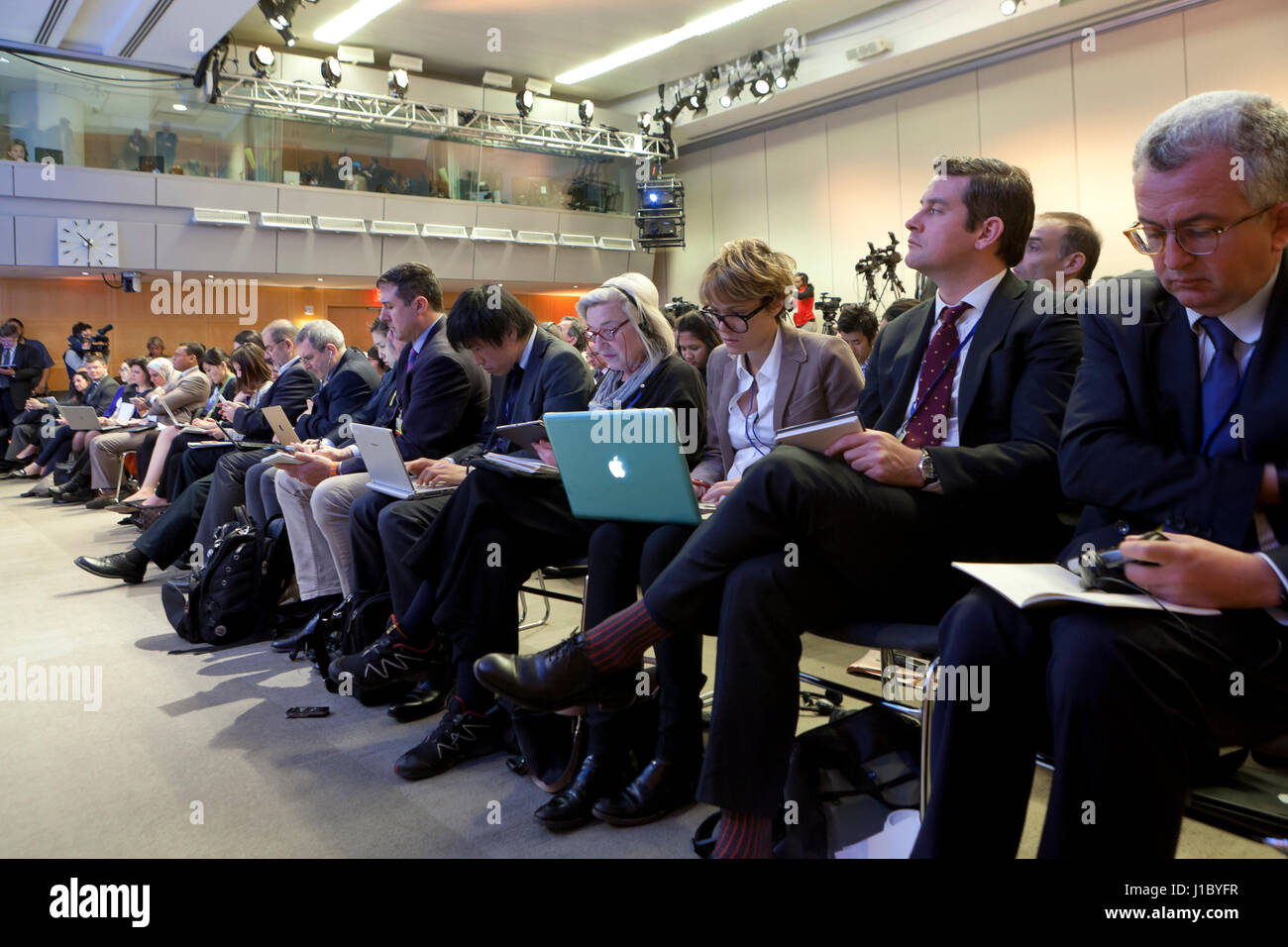 Reporters a news briefing - Washington DC, Stati Uniti d'America Foto Stock