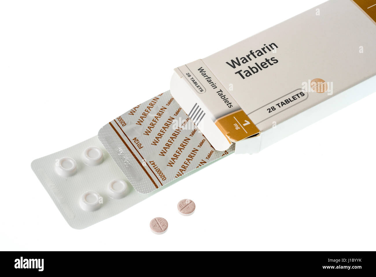 Il Warfarin compresse usato per trattare o prevenire la formazione di coaguli di sangue nelle vene o arterie, che possono ridurre il rischio di ictus o attacchi di cuore. Foto Stock