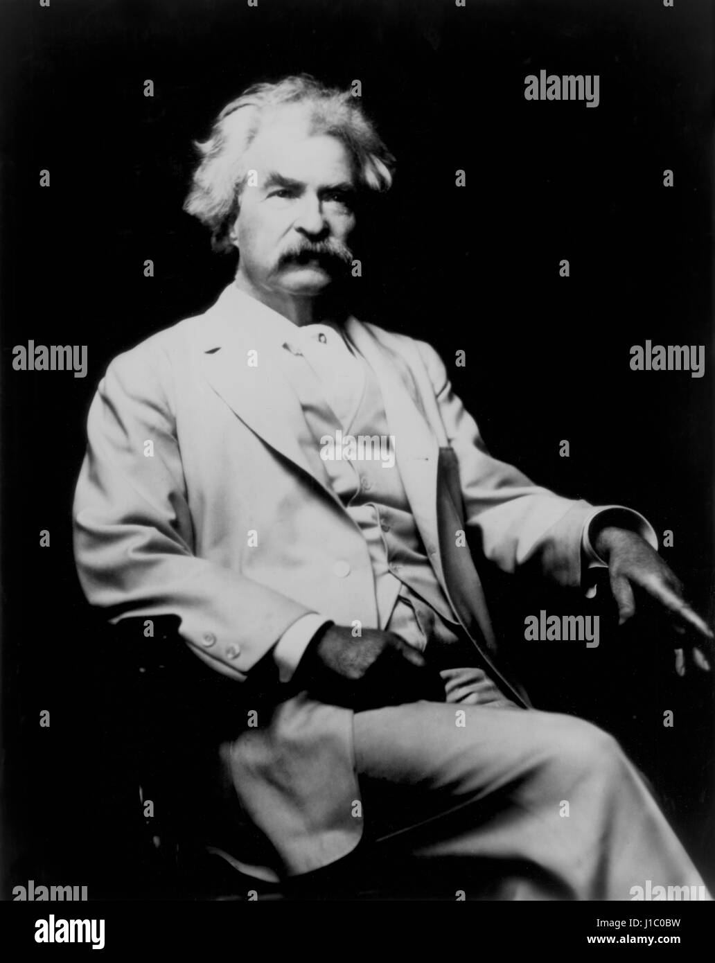 Samuel Langhorne Clemens, o meglio conosciuto come Mark Twain (1835-1910), scrittore americano e umorista, Ritratto, agli inizi del novecento Foto Stock