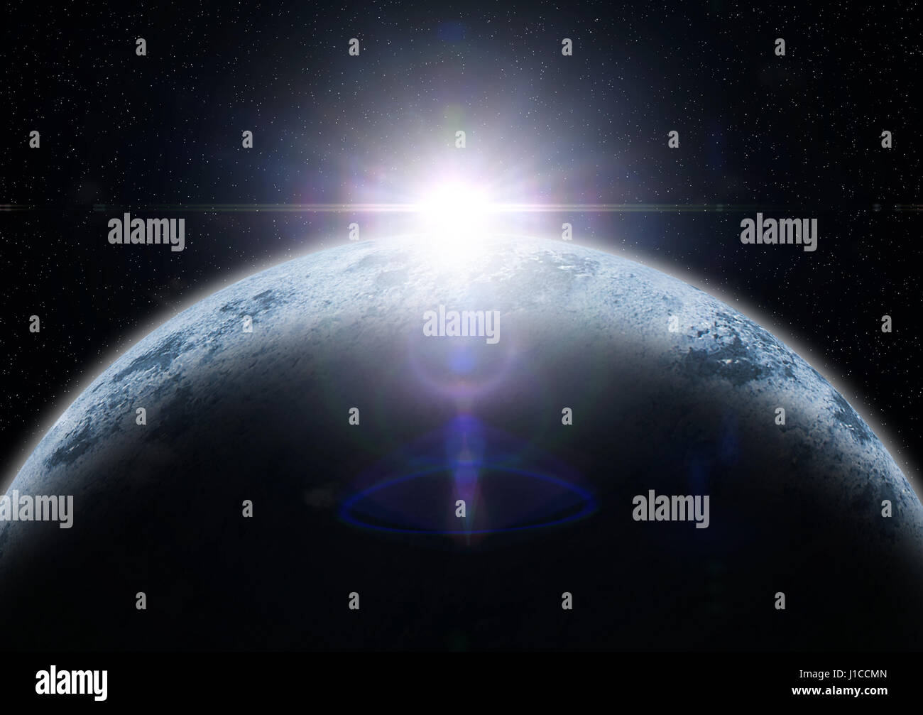 Congelati exoplanet illuminato da una stella vicina Foto Stock