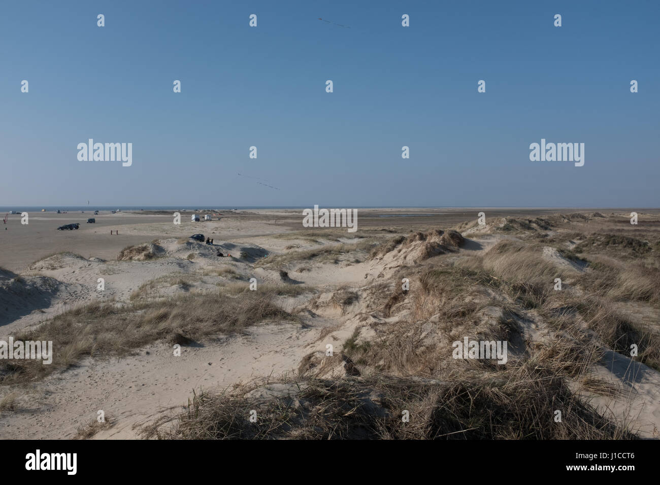 Le dune di sabbia e spiaggia su Rømø, un'isola danese nel designato dall'UNESCO World Heritage Site - Il mare di Wadden, che la Danimarca è il più grande parco naturale. Foto Stock