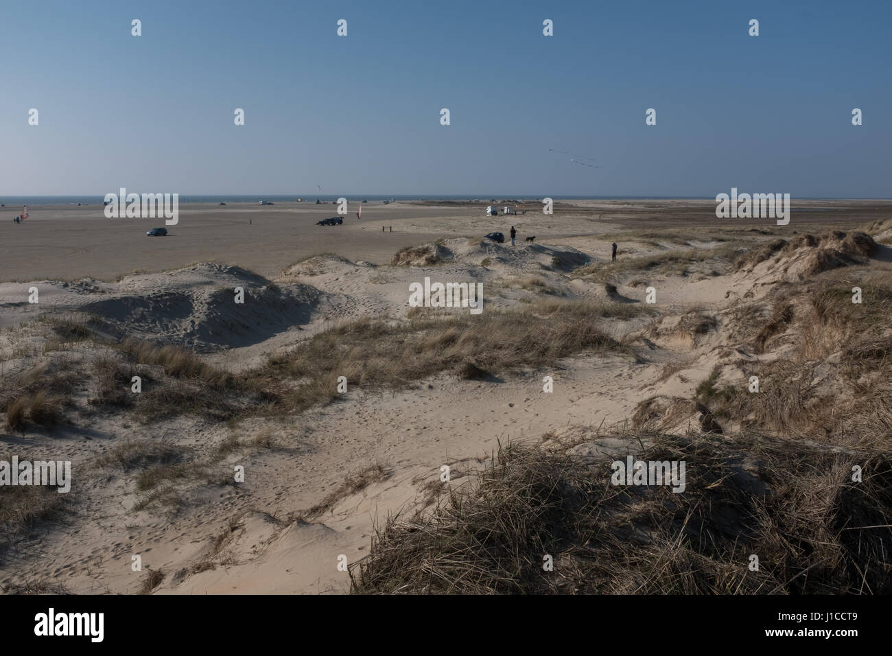 Le dune di sabbia e spiaggia su Rømø, un'isola danese nel designato dall'UNESCO World Heritage Site - Il mare di Wadden, che la Danimarca è il più grande parco naturale. Foto Stock